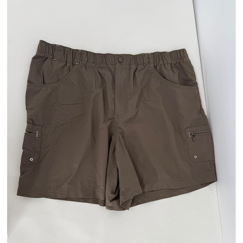 Columbia Sportswear Mens Sz L Brown Nylon Cargo Hiking Shorts Elastic Waist